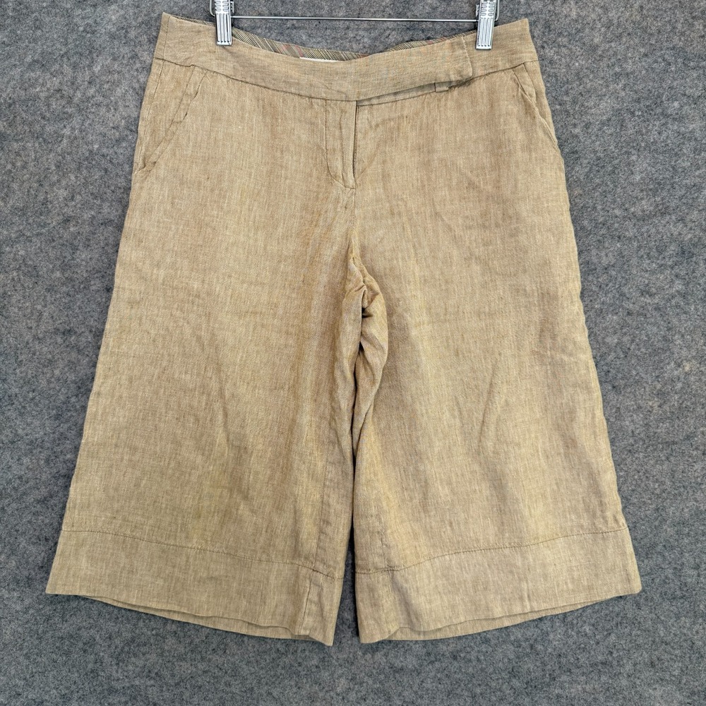 Trina Turk Cropped Wide Leg Capri Pants Womens 8 Beige Brown W30‎ 17" Inseam